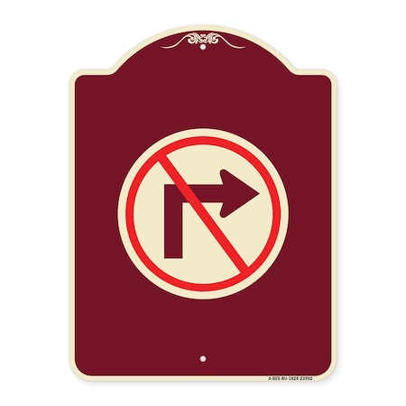 Signmission No Right Turn Graphic Only Heavy-Gauge Aluminum Architectural Sign, 24" x 18", BU-1824-23592 A-DES-BU-1824-23592